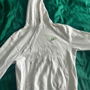 Nike White Hoodie with Neon Green Swoosh